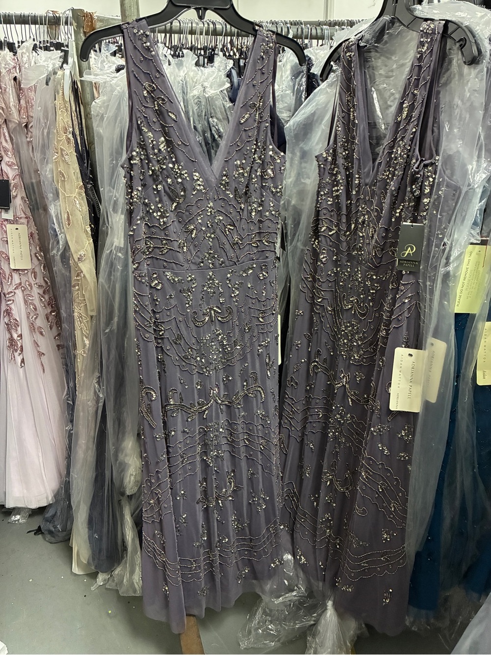 Adrianna Papell Moonscape Beaded Midi Dress NWT SZ 14 Cocktail Wedding Guest MOB - Picture 6 of 11